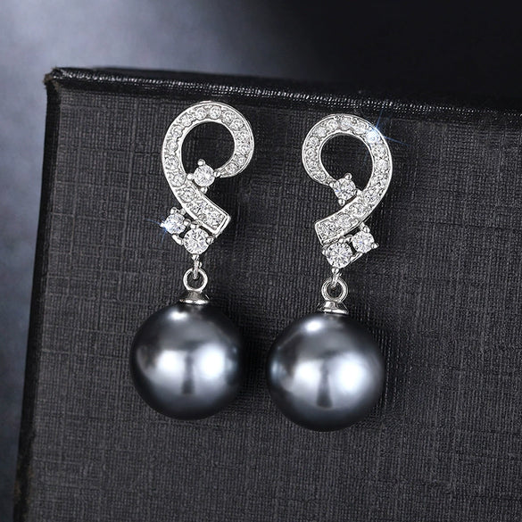 Women's Symmetrical Geometric Imitation Pearl Earrings Copper
