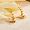 Women's Teardrop Geometric Stainless Steel Earrings With Rhinestone Inlay Retro Electroplated Gold Tone Design