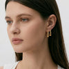 Women's Teardrop Geometric Stainless Steel Earrings With Rhinestone Inlay Retro Electroplated Gold Tone Design