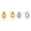 Women's Teardrop Geometric Zircon Earrings In Stainless Steel With Titanium Steel Posts And Pvd Gold Plating