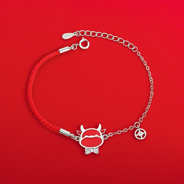 Women's Temperaturesensitive Colorchanging S925 Sterling Silver Animals Zodiac Woven Bracelet With Electroplating