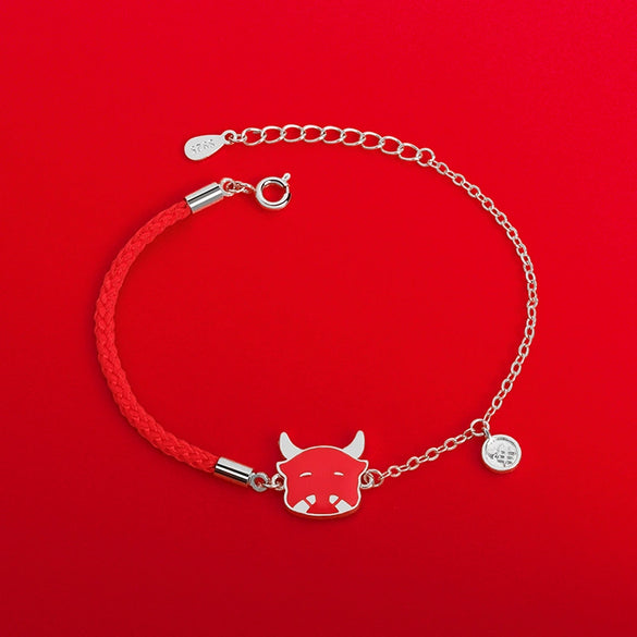 Women's Temperaturesensitive Colorchanging S925 Sterling Silver Woven Bracelet With Animals And Zodiac Pattern And Electroplating Treatment