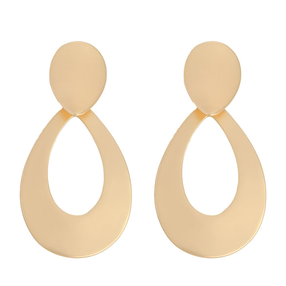 Women's Textured Metal Geometric Water Drop Statement Earrings Elegant Midlength Fashion Jewelry Wholesale
