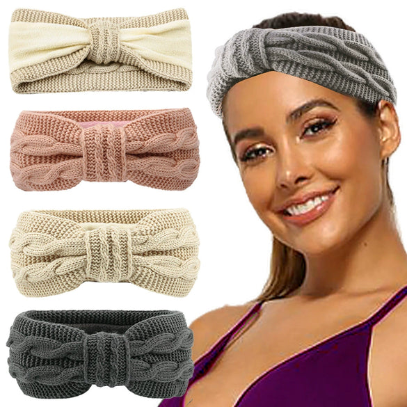 Women's Thickened Velvet Wool Bow Headband Earwarming Autumn Winter Hair Accessory