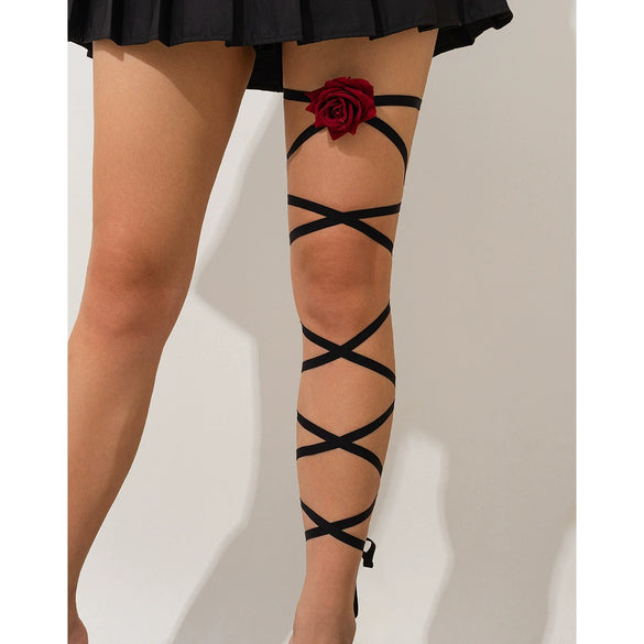 Women's Thigh Chain Leg Chain With Elastic Band And Flannel Material Flower Pattern Sweet Cool Style