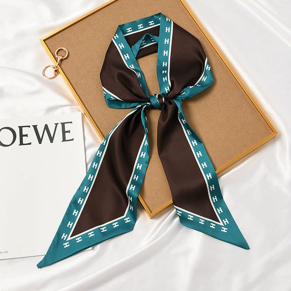 Women's Thin Long Narrow Polyester Printed Decorative Scarf Elegant All Match Fashion Neck Scarf For Spring Summer