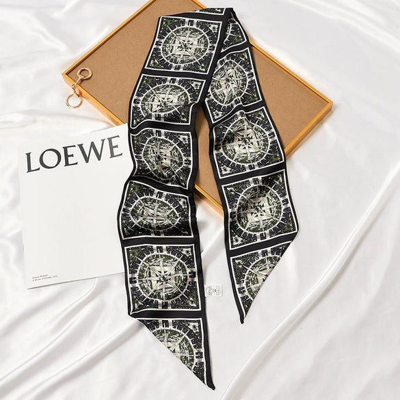 Women's Thin Long Narrow Polyester Printed Decorative Scarf Elegant All Match Fashion Neck Scarf For Spring Summer
