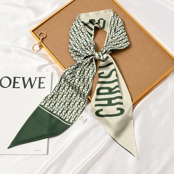 Women's Thin Long Narrow Polyester Printed Decorative Scarf Elegant All Match Fashion Neck Scarf For Spring Summer