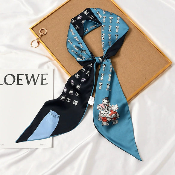 Women's Thin Long Narrow Polyester Printed Decorative Scarf Elegant All Match Fashion Neck Scarf For Spring Summer