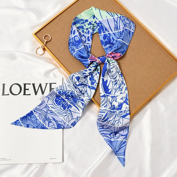 Women's Thin Long Narrow Polyester Printed Decorative Scarf Elegant All Match Fashion Neck Scarf For Spring Summer