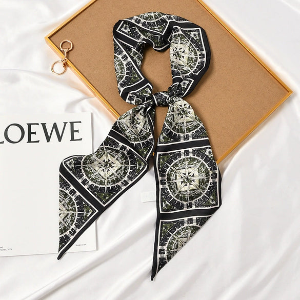 Women's Thin Long Narrow Polyester Printed Decorative Scarf Elegant All Match Fashion Neck Scarf For Spring Summer