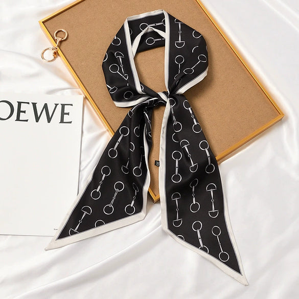 Women's Thin Long Narrow Polyester Printed Decorative Scarf Elegant All Match Fashion Neck Scarf For Spring Summer