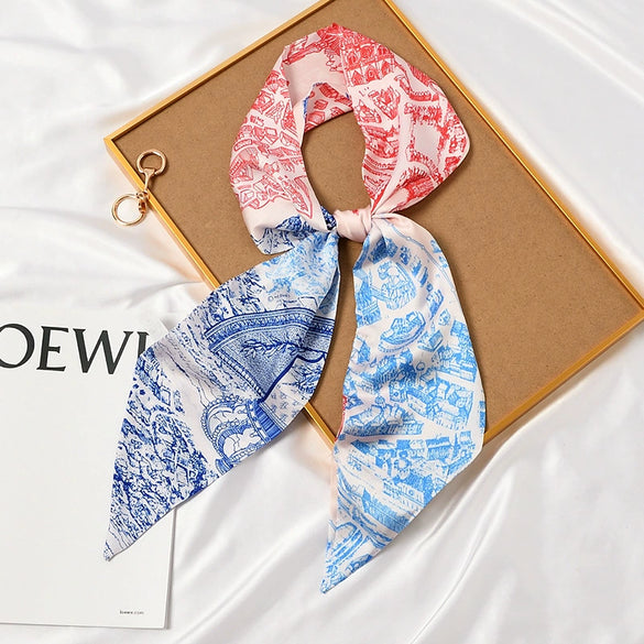 Women's Thin Long Narrow Polyester Printed Decorative Scarf Elegant All Match Fashion Neck Scarf For Spring Summer