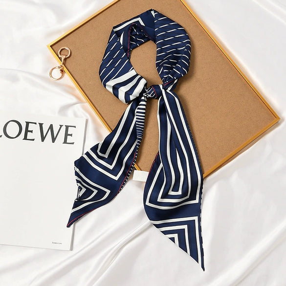 Women's Thin Long Narrow Polyester Printed Decorative Scarf Elegant All Match Fashion Neck Scarf For Spring Summer