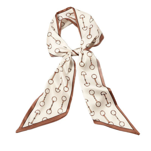 Women's Thin Long Narrow Polyester Printed Decorative Scarf Elegant All Match Fashion Neck Scarf For Spring Summer