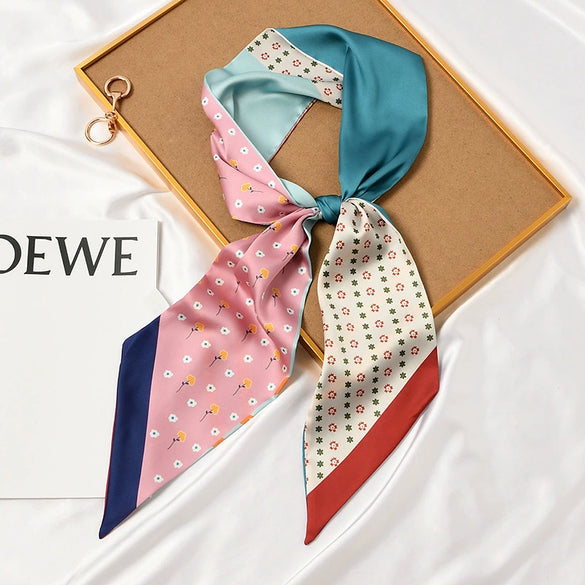 Women's Thin Long Narrow Polyester Printed Decorative Scarf Elegant All Match Fashion Neck Scarf For Spring Summer
