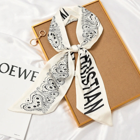 Women's Thin Long Narrow Polyester Printed Decorative Scarf Elegant All Match Fashion Neck Scarf For Spring Summer