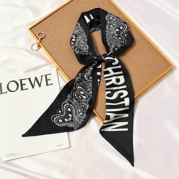 Women's Thin Long Narrow Polyester Printed Decorative Scarf Elegant All Match Fashion Neck Scarf For Spring Summer