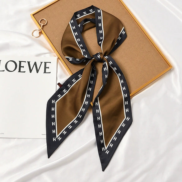 Women's Thin Long Narrow Polyester Printed Decorative Scarf Elegant All Match Fashion Neck Scarf For Spring Summer