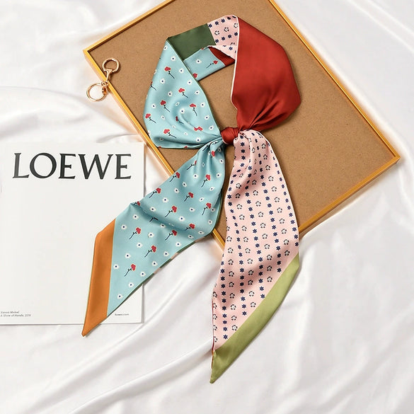 Women's Thin Long Narrow Polyester Printed Decorative Scarf Elegant All Match Fashion Neck Scarf For Spring Summer