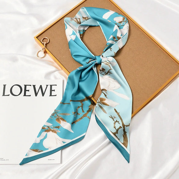 Women's Thin Long Narrow Polyester Printed Decorative Scarf Elegant All Match Fashion Neck Scarf For Spring Summer