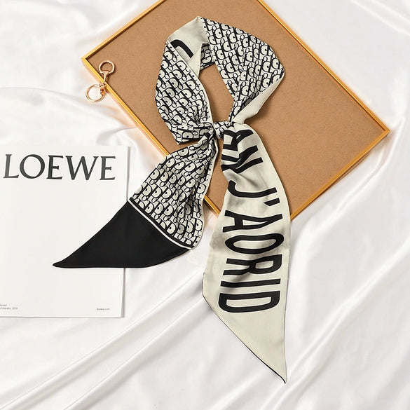 Women's Thin Long Narrow Polyester Printed Decorative Scarf Elegant All Match Fashion Neck Scarf For Spring Summer