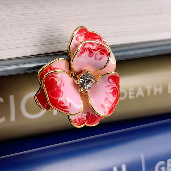 Women's Three Dimensional Flower Stud Earrings With 925 Silver Posts And Drip Oil Finish Alloy Floral Jewelry
