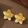 Women's Three Dimensional Metallic Floral Earrings With Eco Friendly Electroplated Finish Elegant Botanical Jewelry For Everyday Wear