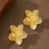 Women's Three Dimensional Metallic Floral Earrings With Eco Friendly Electroplated Finish Elegant Botanical Jewelry For Everyday Wear