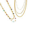 Women's Three Layer Stainless Steel Necklace With Natural Stone Pearls Geometric Design And 18K Vacuum Plated Finish