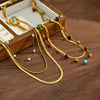 Women's Three Layer Stainless Steel Necklace With Natural Stone Pearls Geometric Design And 18K Vacuum Plated Finish