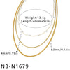Women's Three Layer Stainless Steel Necklace With Natural Stone Pearls Geometric Design And 18K Vacuum Plated Finish