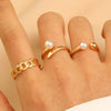 Women's Three Piece Ring Set Copper Geometric Electroplated Jewelry
