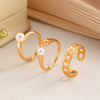 Women's Three Piece Ring Set Copper Geometric Electroplated Jewelry