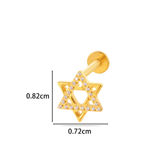 Women's Titanium Alloy Flower Pattern Electroplated Cartilage Puncture Earrings