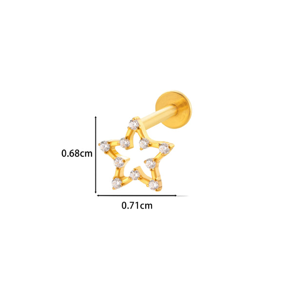 Women's Titanium Alloy Flower Pattern Electroplated Cartilage Puncture Earrings