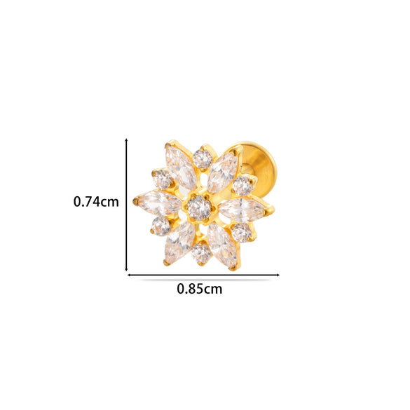 Women's Titanium Alloy Flower Pattern Electroplated Cartilage Puncture Earrings