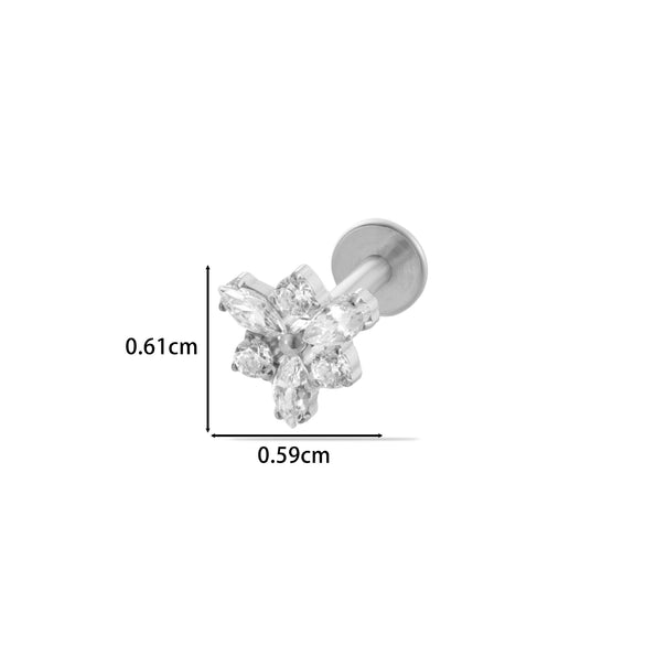 Women's Titanium Alloy Flower Pattern Electroplated Cartilage Puncture Earrings