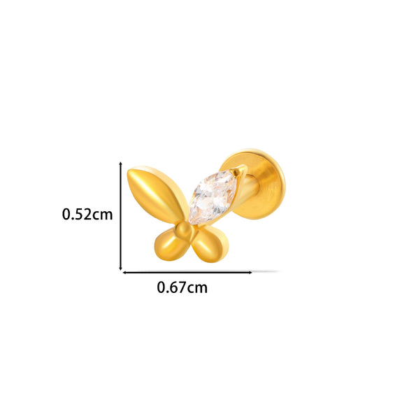 Women's Titanium Alloy Flower Pattern Electroplated Cartilage Puncture Earrings