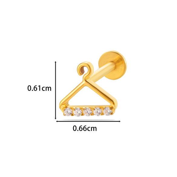 Women's Titanium Alloy Flower Pattern Electroplated Cartilage Puncture Earrings
