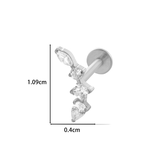 Women's Titanium Alloy Flower Pattern Electroplated Cartilage Puncture Earrings