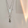 Women's Titanium Steel Alloy Bear Pendant Doublelayer Sweater Chain Hiphop Accessories With Polishing Treatment And Animal Pattern