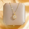 Women's Titanium Steel And Copper Doublelayer Rotatable Sunflower Light Luxury Style Diamond Clavicle Necklace With Geometric Pattern And Cross Chain