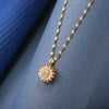 Women's Titanium Steel And Copper Doublelayer Rotatable Sunflower Light Luxury Style Diamond Clavicle Necklace With Geometric Pattern And Cross Chain