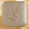 Women's Titanium Steel And Copper Fashionable Simple Smart Love Wings Geometric Pattern Cross Chain Necklace With Diamond Design