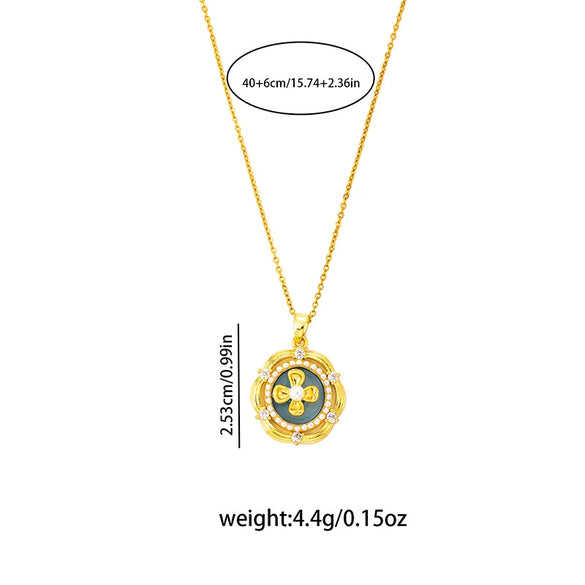 Women's Titanium Steel And Copper Flower Pendant Necklace With Electroplating And Cross Chain Style