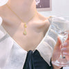 Women's Titanium Steel And Copper Fourleaf Clover Tassel Necklace With Letters Numbers Text Pattern Electroplated