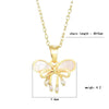 Women's Titanium Steel And Copper Geometric Bow Pendant Necklace With Real Gold Electroplated And Diamonds
