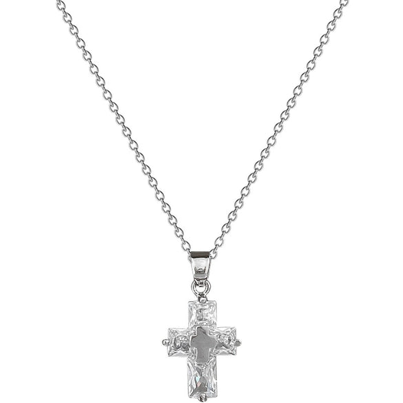 Women's Titanium Steel And Copper Geometric Pattern Cross Flower Light Luxury Fashion Trendy Clavicle Chain With Diamond Design