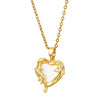 Women's Titanium Steel And Copper Geometric Pattern Threedimensional Love Pendant Necklace Set With Diamonds